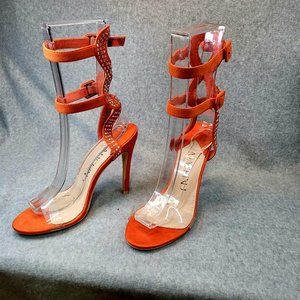 ☆ Mack J Orange High Heel Ankle Strap Sandal Shoes